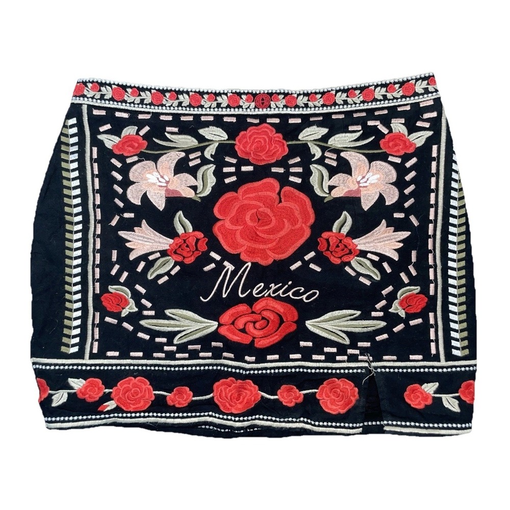 Herencia Collection Skirt Women Embroidered Floral Rose Cotton Size‎ XL Mexico
